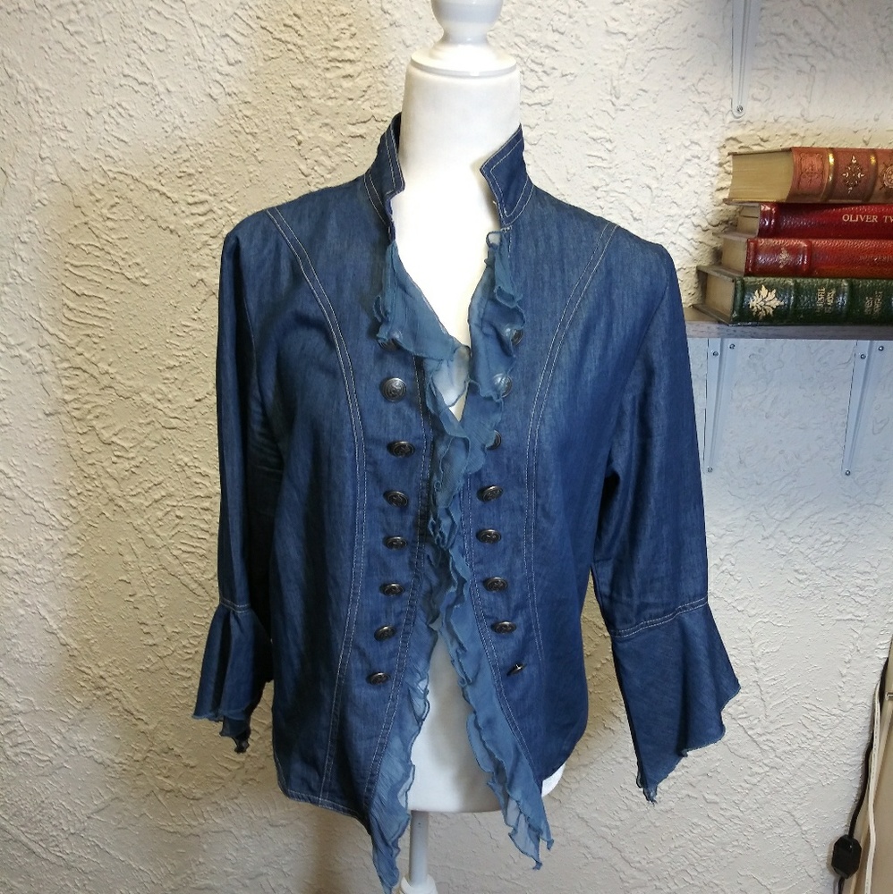 Lisa International Blue Jean shirt Medium - Picture 2 of 5
